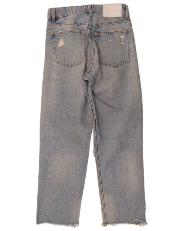 Zara Womens Distressed Straight Jeans EU 32 2XS W22 L25 Blue Cotton