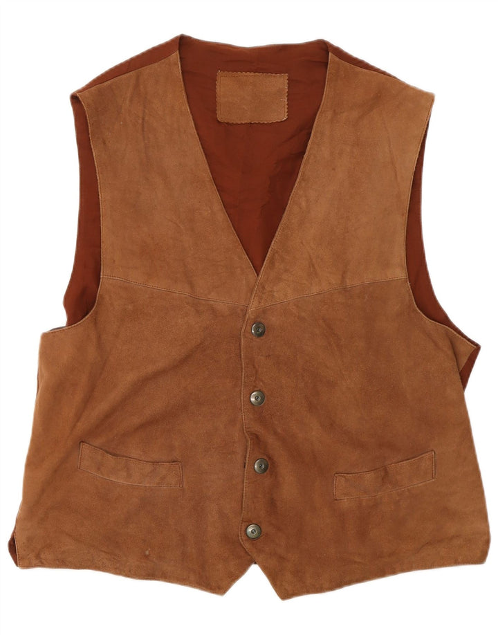 Gilet da uomo in pelle scamosciata VINTAGE Marrone medio