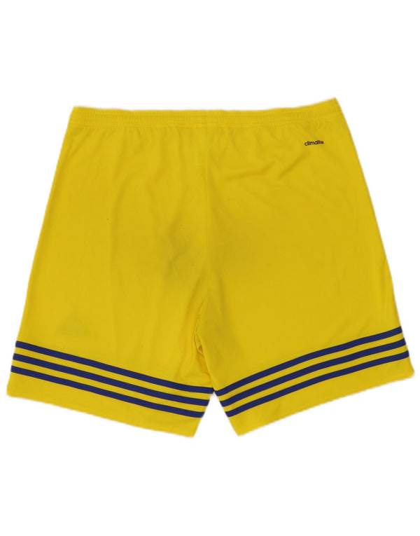 Pantaloncini sportivi Adidas Climalite da uomo in poliestere a righe gialle medie