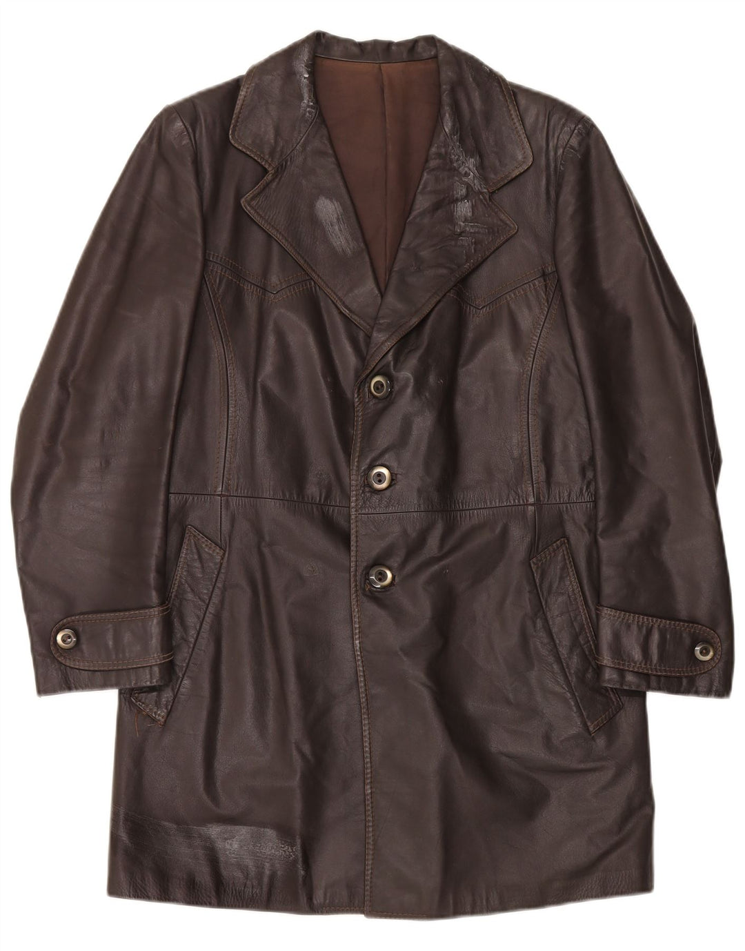 Cappotto in pelle vintage da uomo UK 38 Marrone medio