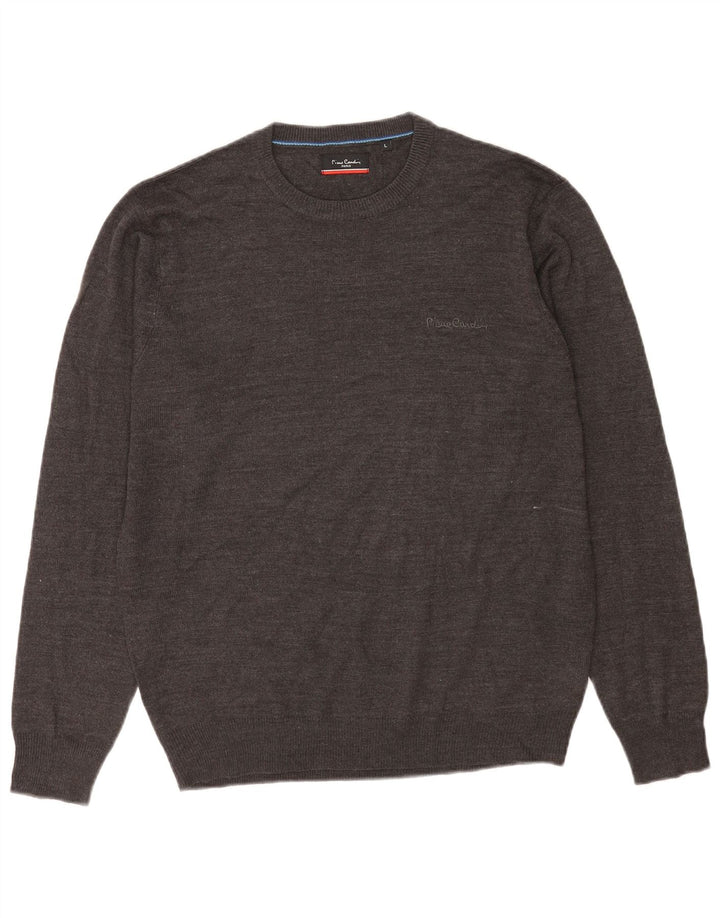 Maglione maglione girocollo da uomo Pierre Cardin grande acrilico grigio