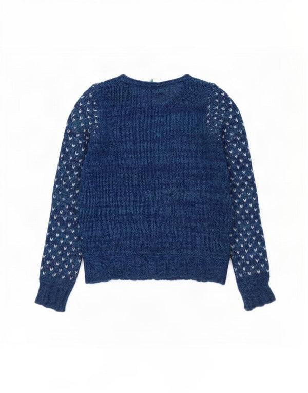 Maglione cardigan per ragazze Benetton 11-12 anni 2XL Blu Fair Isle Natale