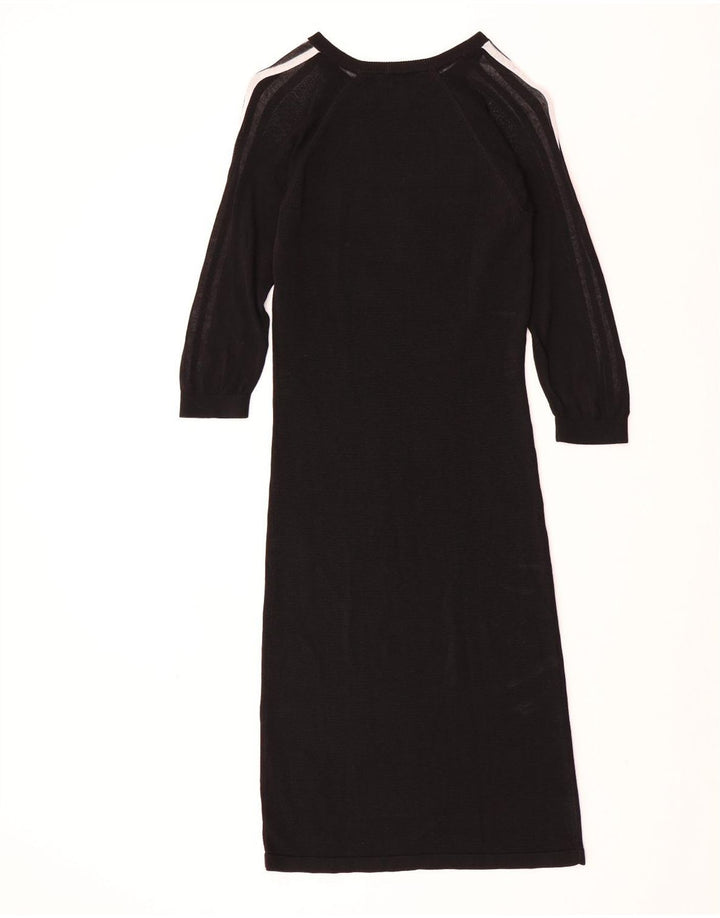 Abito maglione ADIDAS da donna con maniche a 3/4 UK 14 Rayon nero medio
