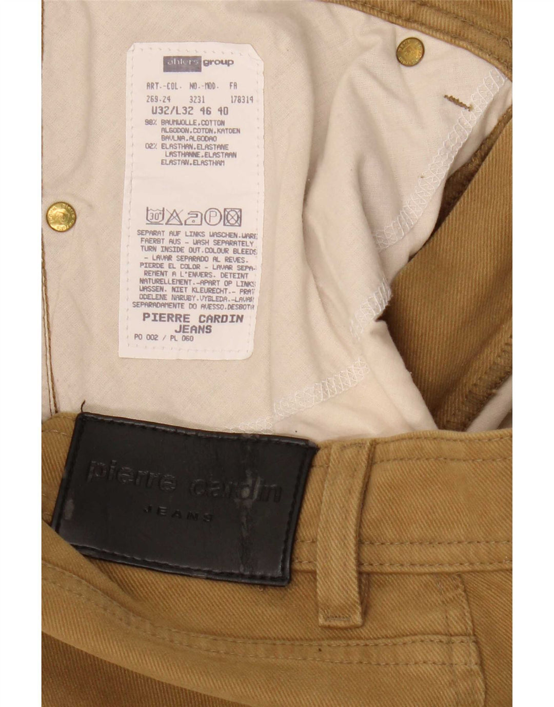 Jeans dritti da uomo Pierre Cardin W32 L32 cotone beige