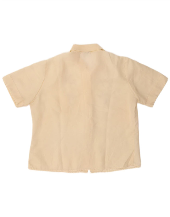 Camicetta a maniche corte da donna VINTAGE UK 14 giallo medio floreale