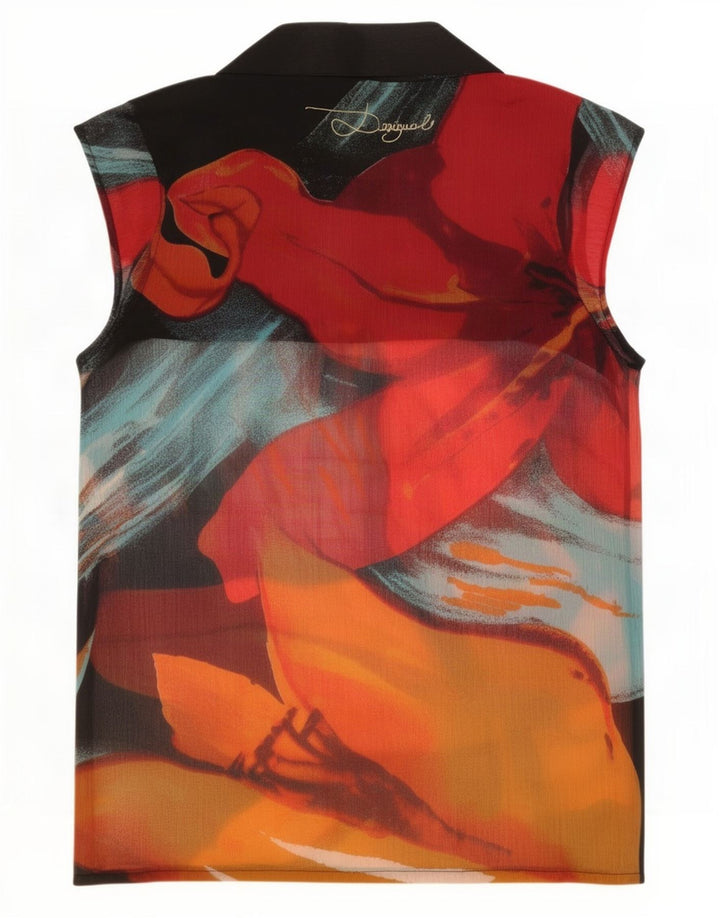 Desigual donna camicetta con allacciatura frontale Top UK 14 grande floreale multicolore