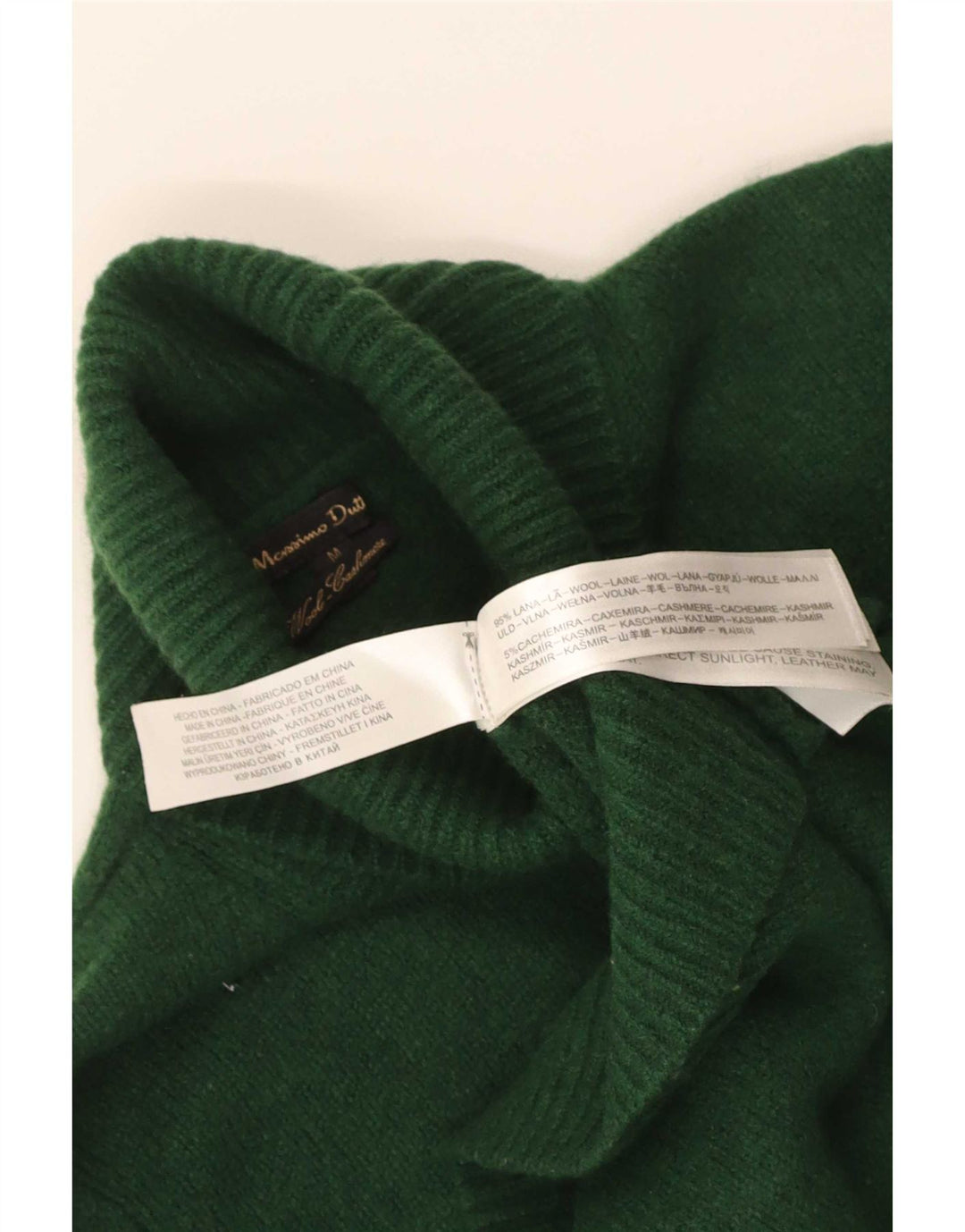 Massimo Dutti Maglione da donna con collo alto corto UK 12 Lana verde medio