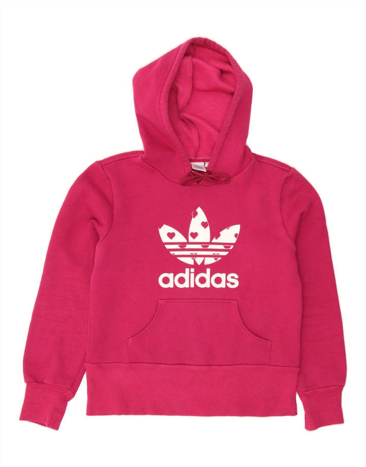 ADIDAS Womens Graphic Hoodie Jumper IT 46 Large Pink Polyester Vintage Adidas and Second-Hand Adidas from Messina Hembry 
