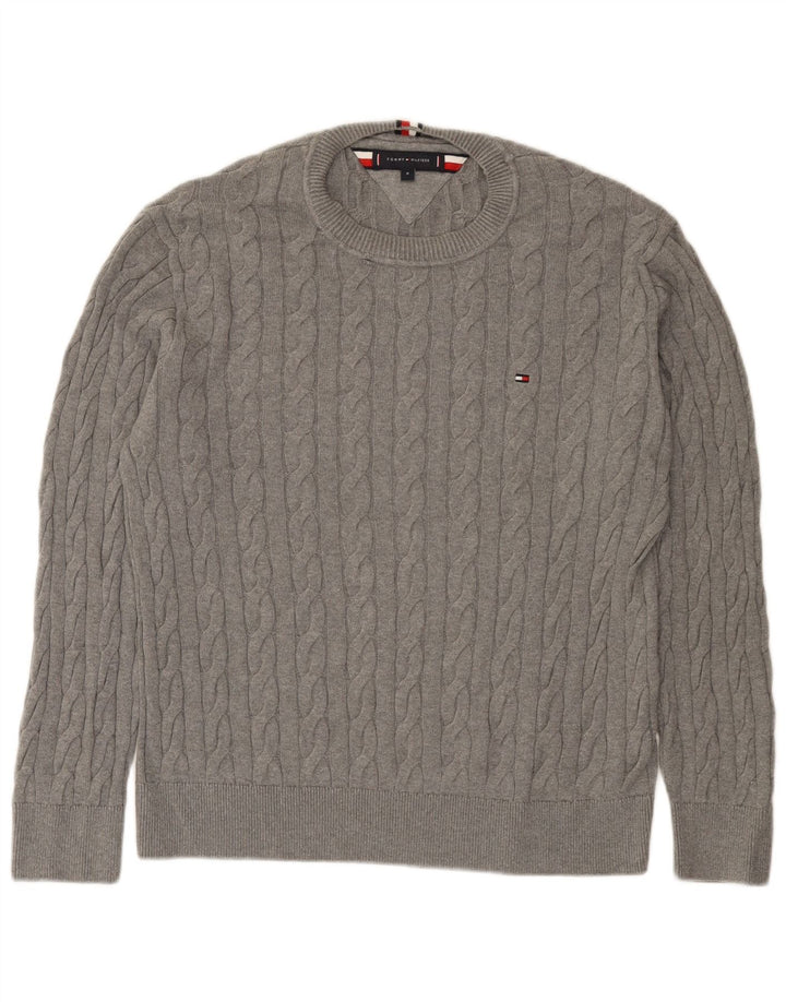 Maglione maglione girocollo da uomo Tommy Hilfiger in cotone grigio medio
