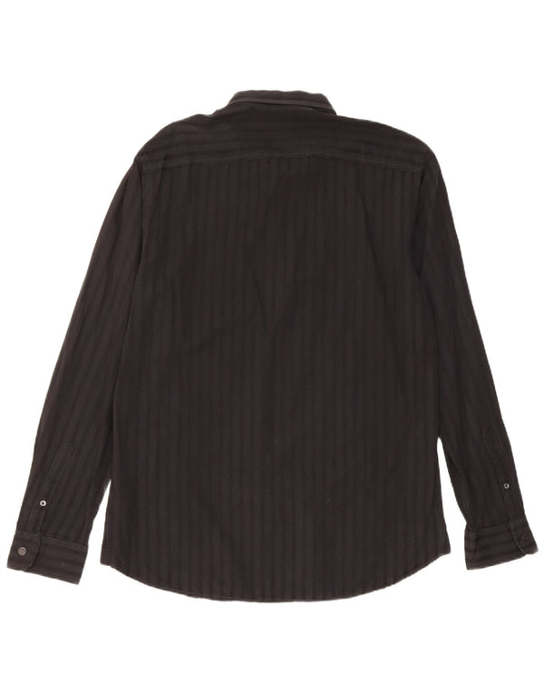 Camicia da uomo Diesel Large in cotone a righe nere