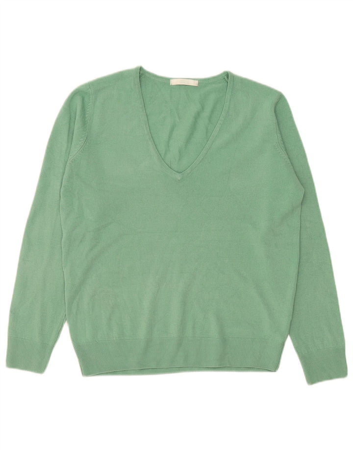 Maglione da donna con scollo a V Marks & Spencer UK 12 Acrilico verde medio