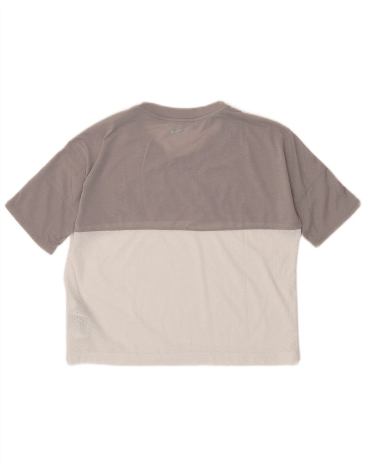 T-shirt grafica oversize corta Nike da donna UK 10 piccola in poliestere grigio