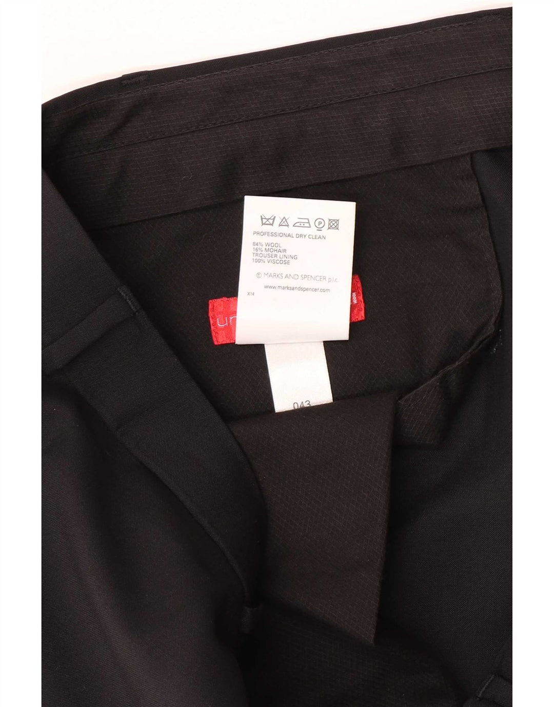 Pantaloni da abito dritti da uomo Marks & Spencer W40 L31 lana nera