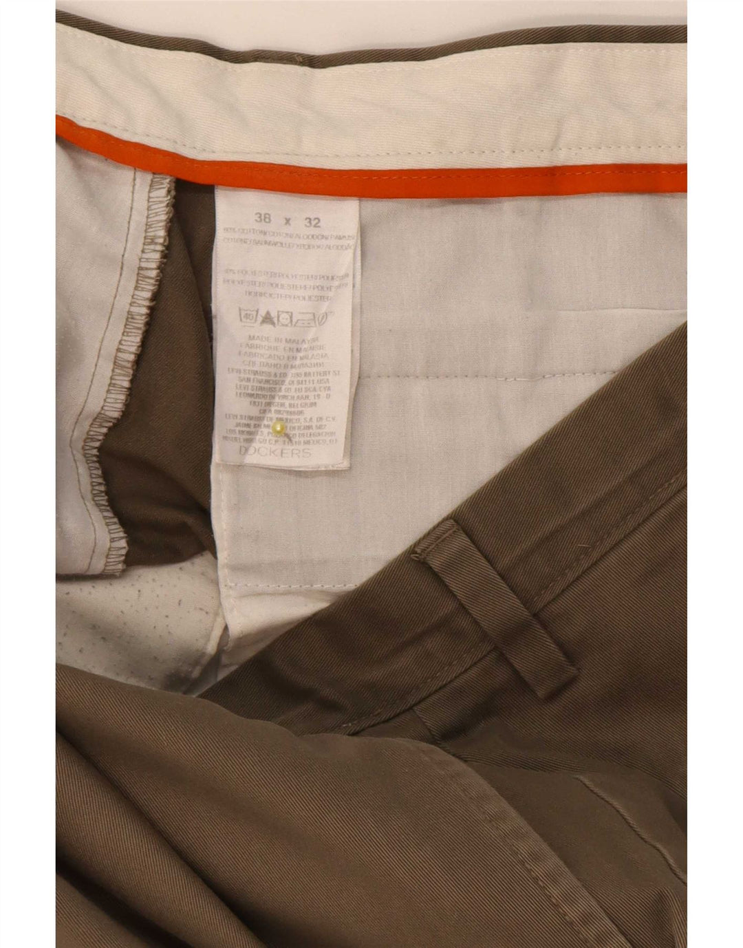 Pantaloni cargo dritti da uomo Dockers W38 L32 cotone kaki
