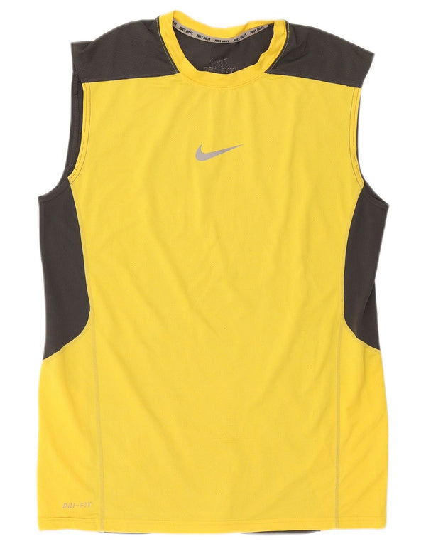 Canotta Nike Dri Fit da uomo, piccola, in poliestere color block giallo