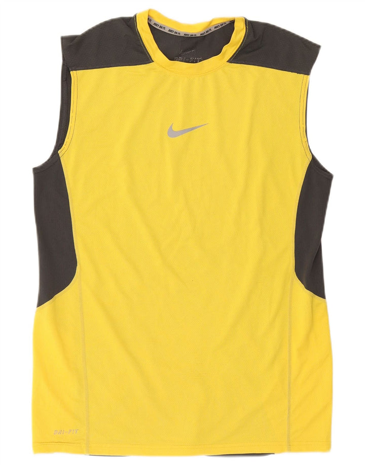 Canotta Nike Dri Fit da uomo, piccola, in poliestere color block giallo