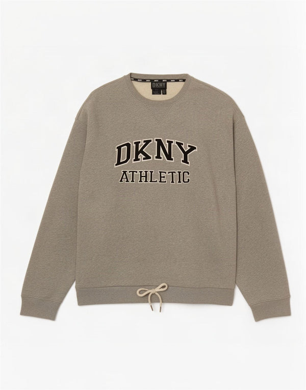 Dkny Felpa grafica da uomo Maglione grande cotone grigio