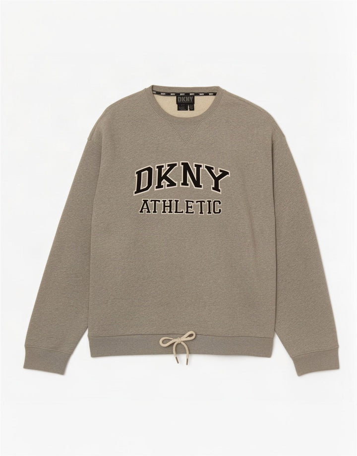 Dkny Felpa grafica da uomo Maglione grande cotone grigio