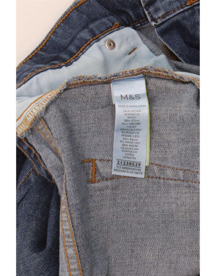 Jeans dritti regolari da uomo Marks & Spencer W38 L33 cotone blu