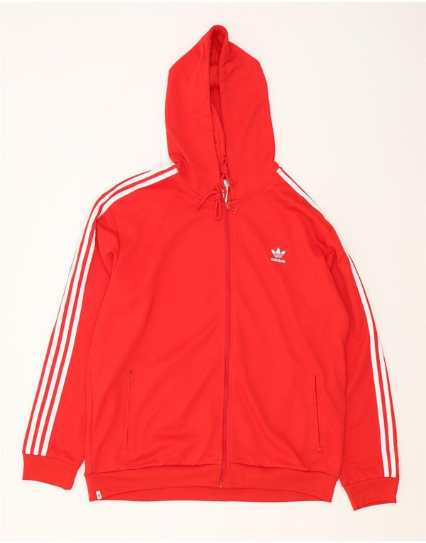 Maglione con cappuccio e zip da uomo Adidas XL rosso poliestere