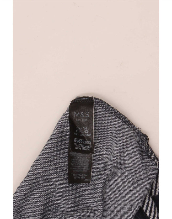 Marks & Spencer Top da donna manica 3/4 UK 14 Grande pois blu navy