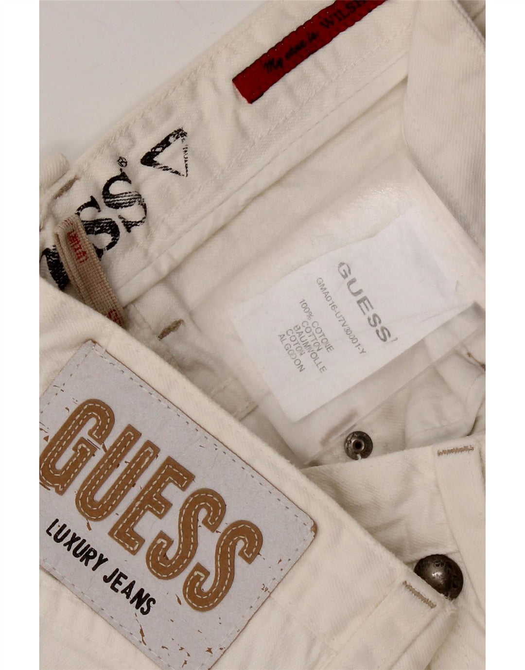Jeans dritti da uomo Guess W34 L36 cotone bianco