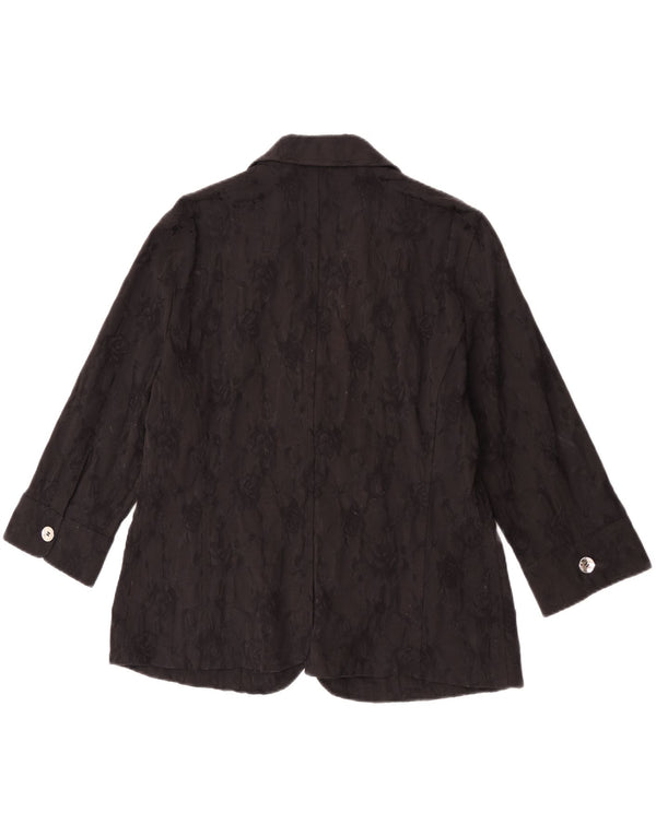 Giacca blazer da donna a 2 bottoni Perte by Krizia taglia 25 grande floreale nero