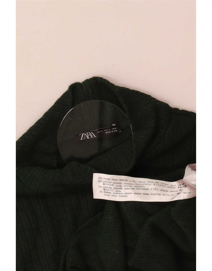 Top corto in camicetta corta da donna Zara UK 8 piccolo in viscosa verde