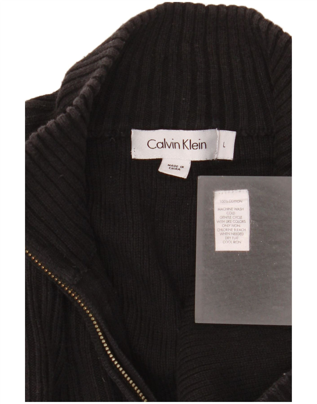 Calvin Klein Uomo Maglione con zip sul collo Maglione grande in cotone nero