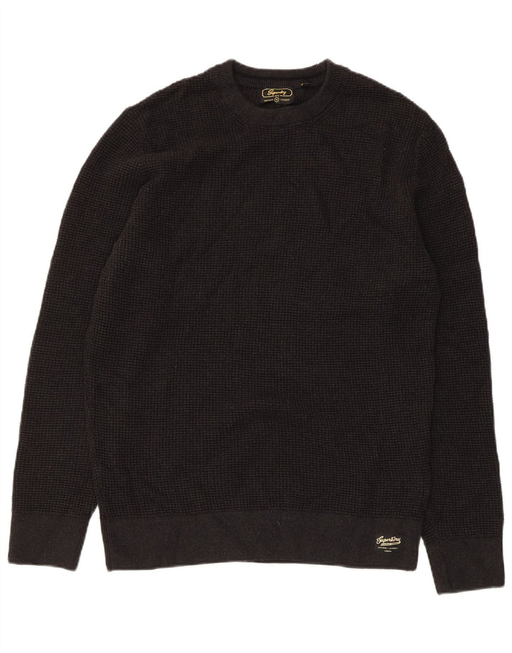 Maglione maglione girocollo da uomo Superdry in cotone nero medio