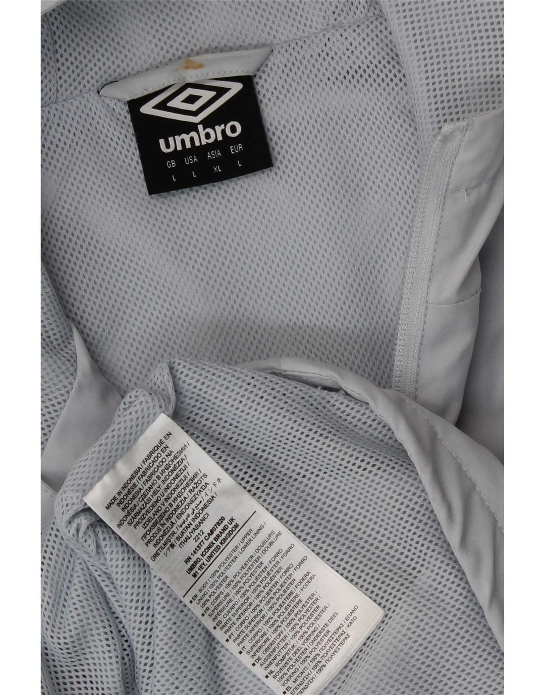 Giacca antipioggia con cappuccio grafico da uomo Umbro UK 40 Large Grigio Poliestere