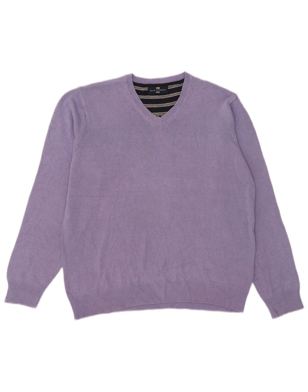 Maglione da uomo con scollo a V blu Harbour Marks & Spencer viola medio