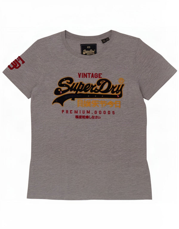 T-shirt grafica da donna Superdry Top UK 12 Cotone chiazzato grigio medio