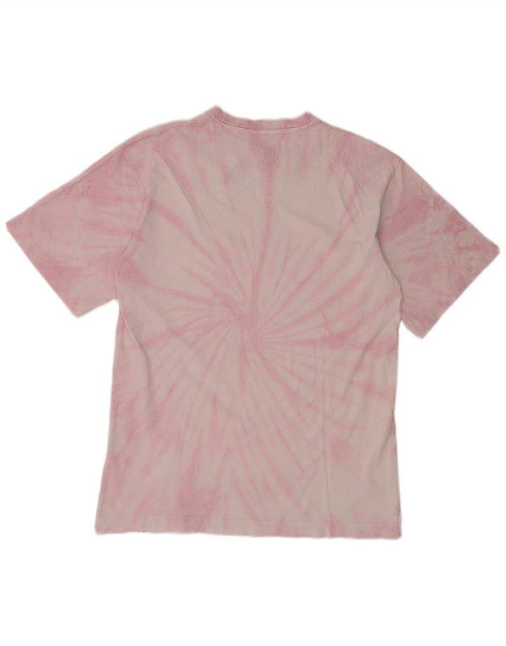 T-shirt grafica da uomo PULL & BEAR Top Small in cotone tie-dye rosa