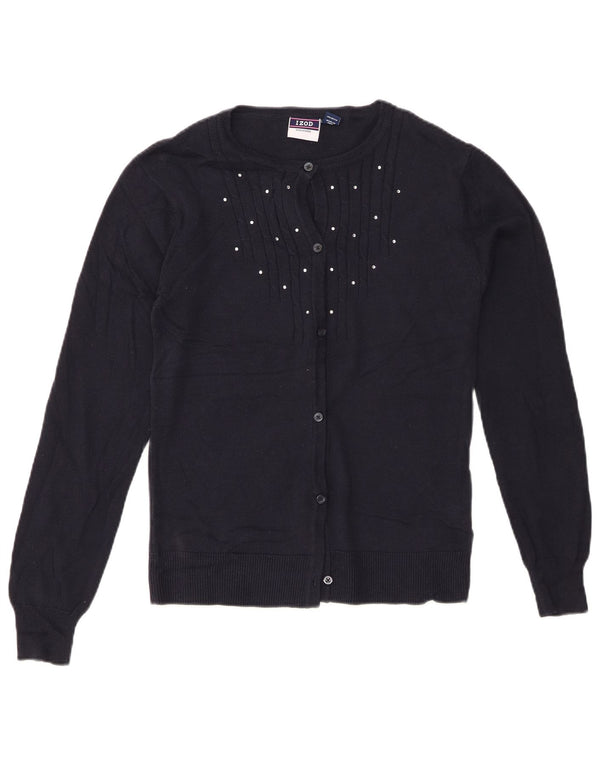 Maglione cardigan per ragazze IZOD 15-16 anni XL in cotone blu navy