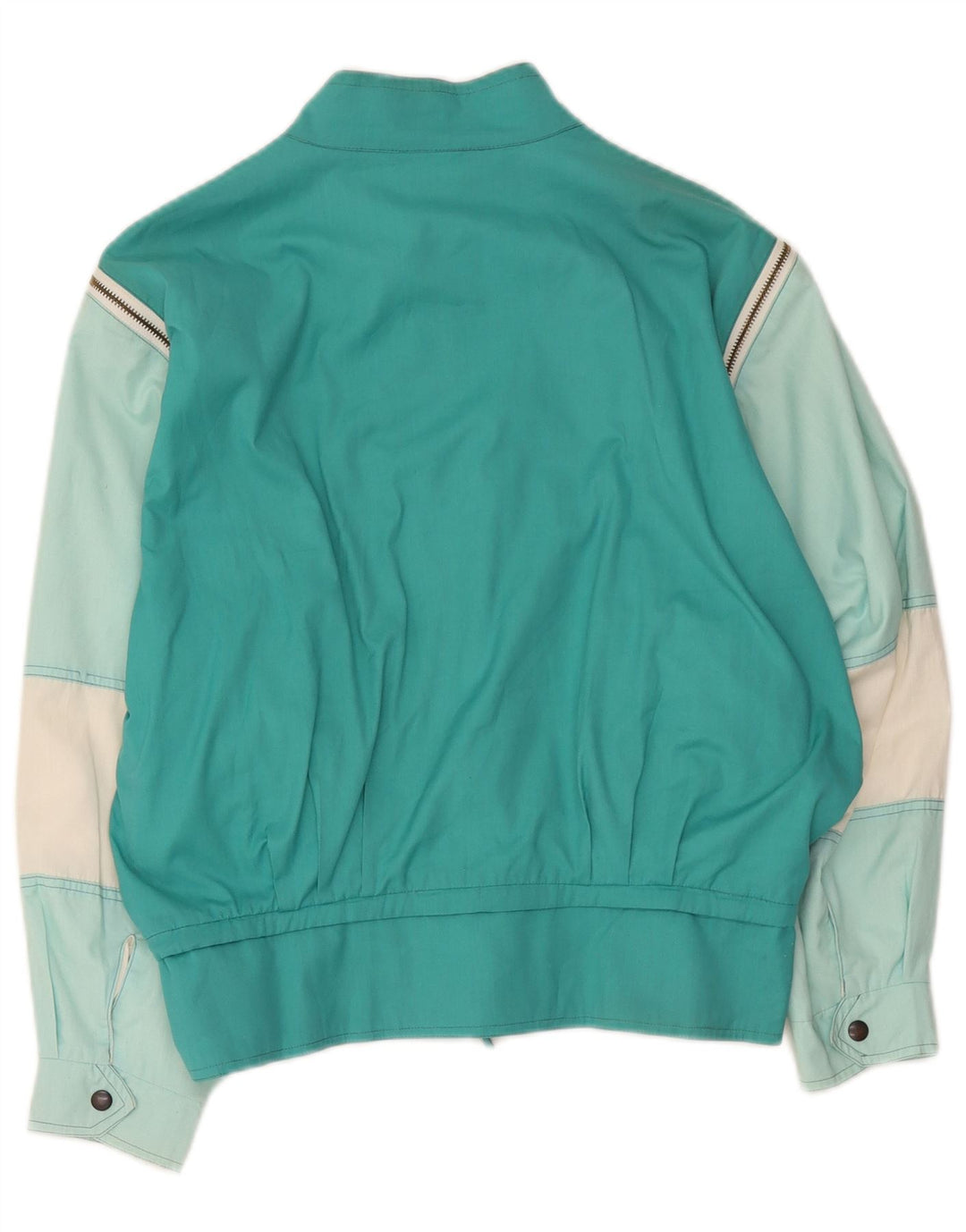Giubbotto bomber vintage da donna UK 12 poliestere color block medio turchese