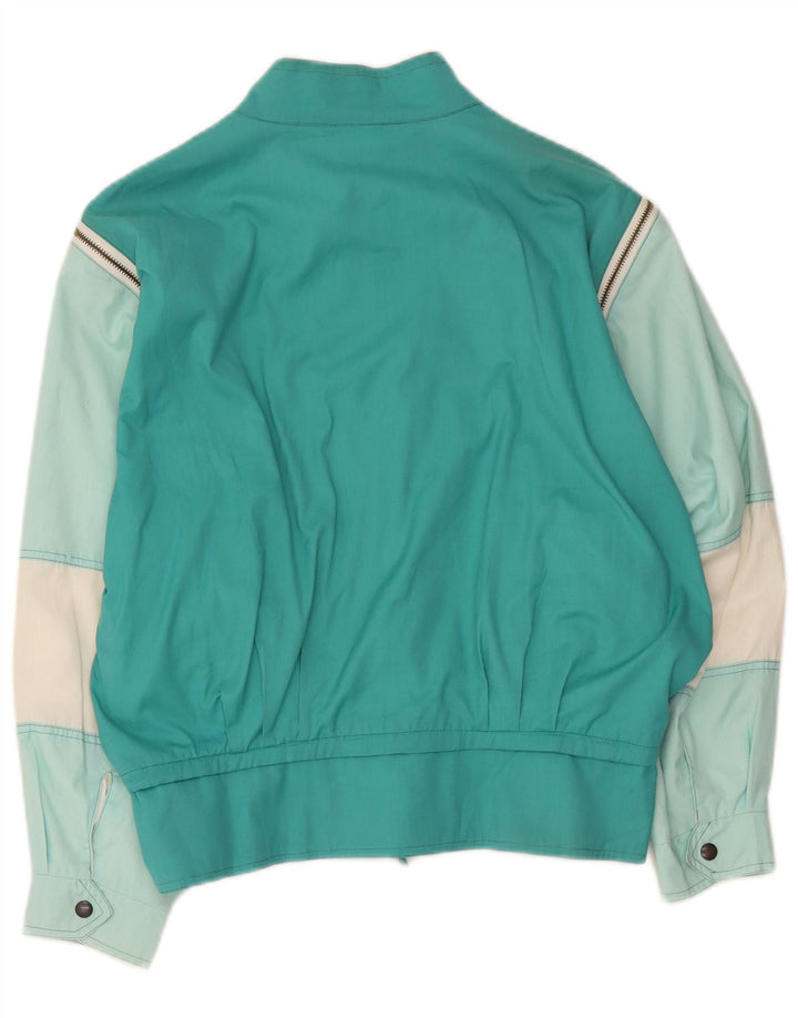 Giubbotto bomber vintage da donna UK 12 poliestere color block medio turchese