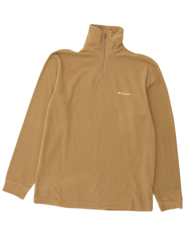 Maglione in pile Champion da uomo con zip e collo XL in poliestere beige
