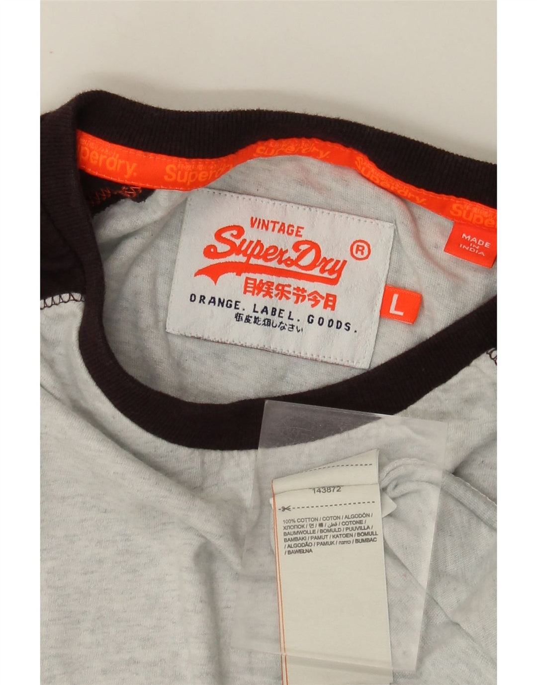 Top da uomo Superdry a maniche lunghe in cotone color block grigio grande