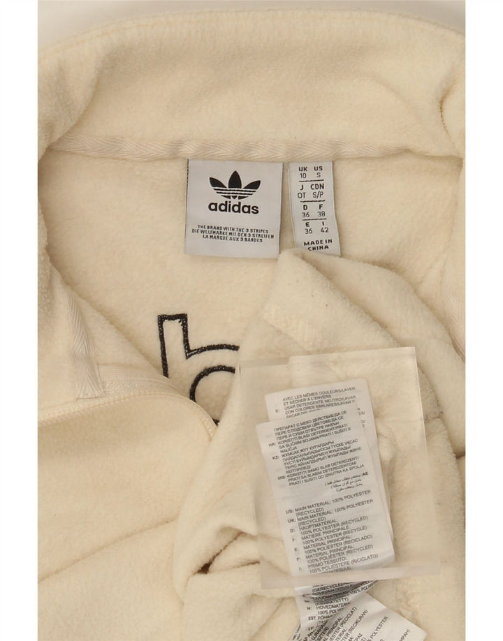 Maglione in pile da donna con collo e zip grafica oversize ADIDAS UK 10 piccolo Beige