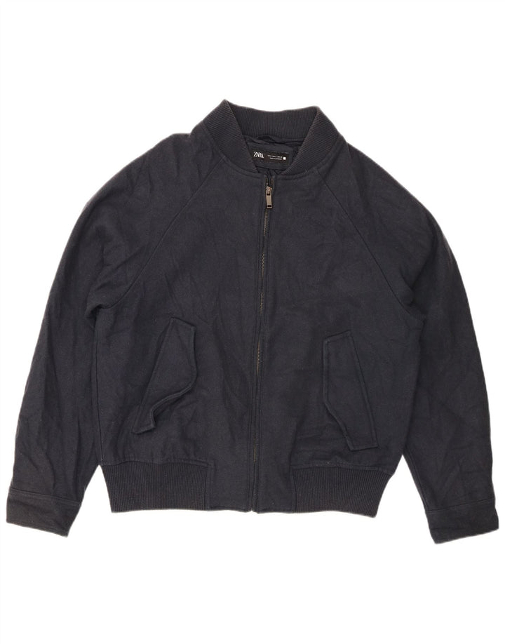 Giubbotto bomber da uomo vestibilità ampia Zara UK 36 piccolo in lana blu navy