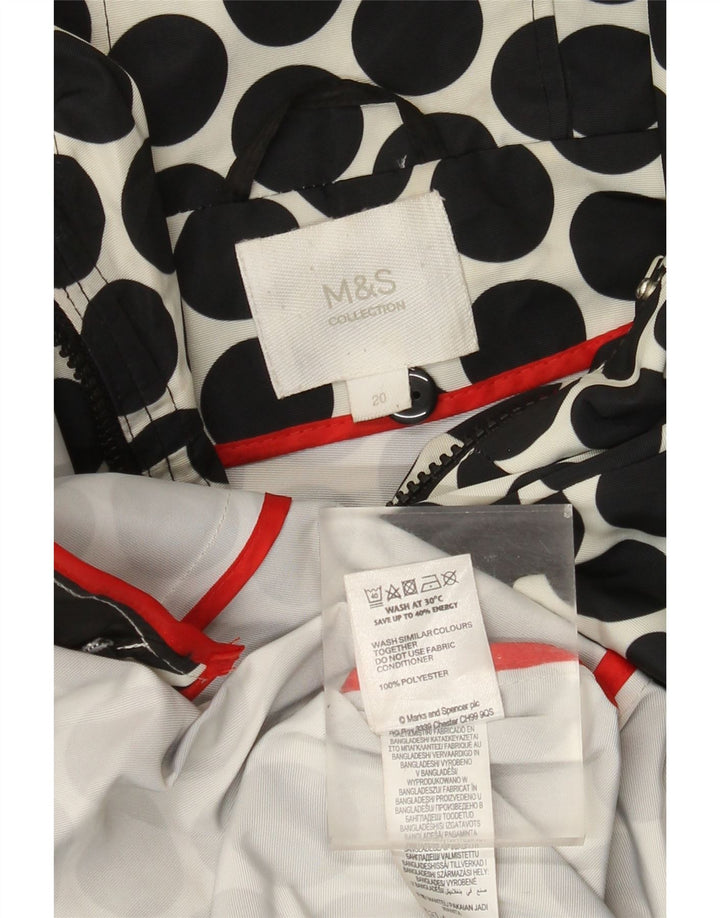 MARKS & SPENCER Giacca antipioggia con cappuccio da donna UK 20 2XL Nera a pois