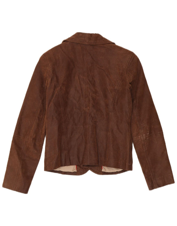Giacca blazer in pelle a 2 bottoni da donna Tom Tompson EU 36 piccola marrone