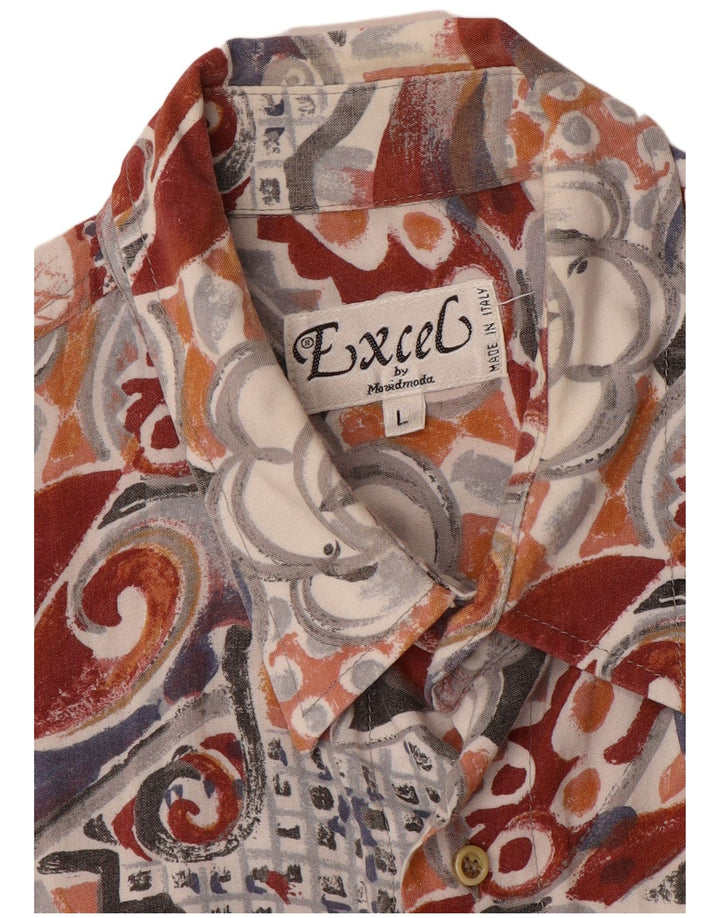 EXCEL Camicia a maniche corte da uomo con motivo astratto grande multicolore
