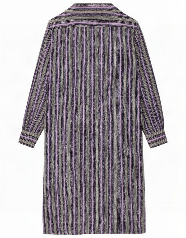 Abito lungo da donna vintage a maniche lunghe IT 50 XL a righe multicolore