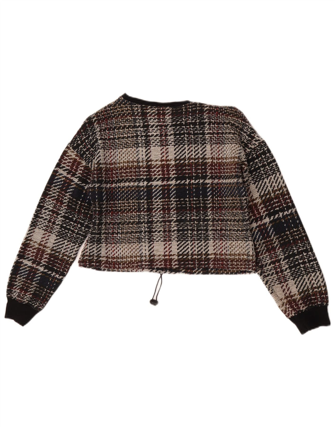 Top corto a maniche lunghe Zara Trafaluc da donna UK 10 piccolo quadretto multicolore