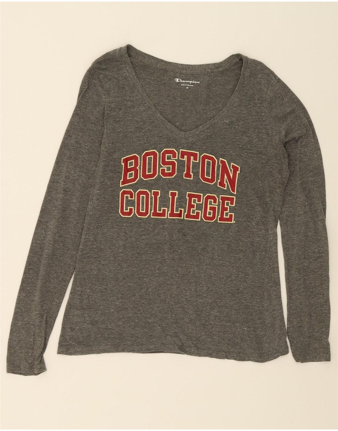 CHAMPION Womens Graphic Top Long Sleeve UK 12 Medium Grey College Vintage Champion and Second-Hand Champion from Messina Hembry 
