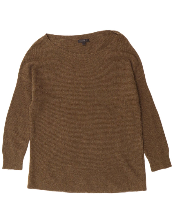 Maglione maglione con scollo a barca da donna J. Crew UK 10 piccolo in lana kaki