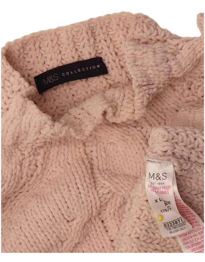 Maglione maglione oversize da donna Marks & Spencer con collo alto UK 18 XL Rosa