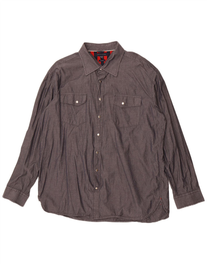 Camicia da uomo con vestibilità rifinita Tommy Hilfiger 2XL cotone grigio